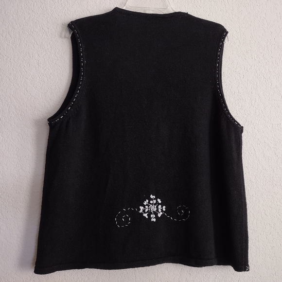REBECCA MALONE Size 2X Ramie Cotton Black/Silver Embroidered Zip Christmas Vest - Picture 5 of 10